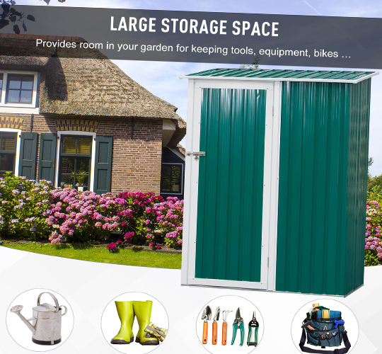Outdoor Corrugated Steel Garden Shed With Sloped Roof - Shed Base Shop